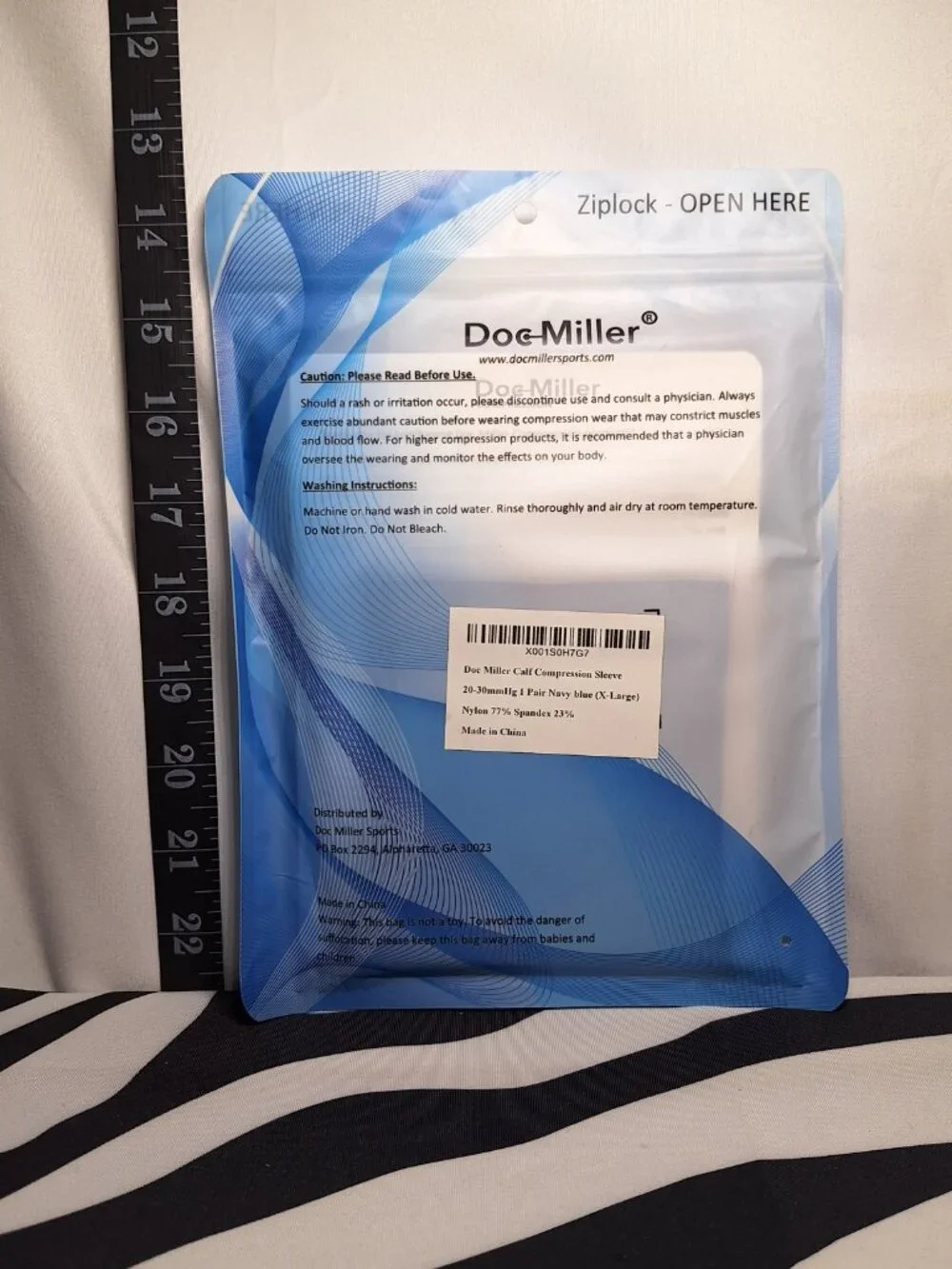 Doc Miller Compression Calf Compression Sleeve (1 Pair), Navy Blue
